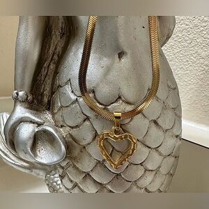 Stainless Steel Heart pendant snake bone necklace